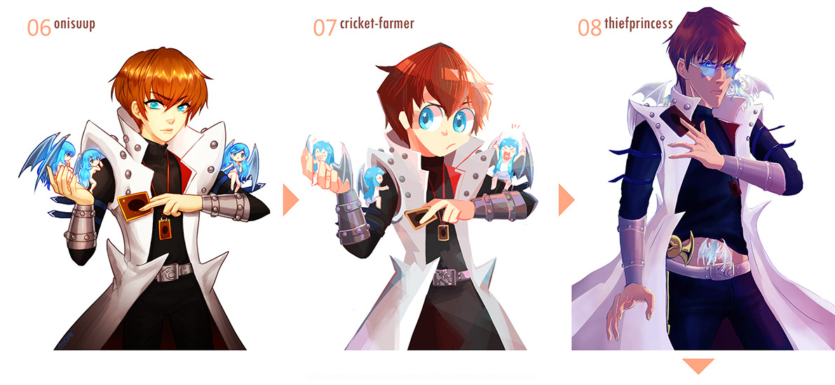 anocurry:  This is based off the original telephone game post, using Seto Kaiba as