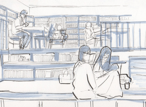 Sketchbook drawing of a manga cafe in Seoul! 