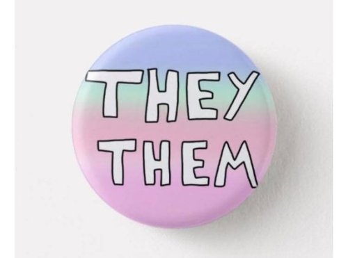snootyfoxfashion:Pronoun Pins (Trans Flag or Multicolored) from FatVegFemmeArt x / xx / xx / xRespec