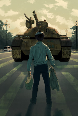 joe-casanova:An animate gif illustration assignment for advanced digital. we has to base it off of a hero or villian. I chose the Tankman from Tiananmen square incident. 