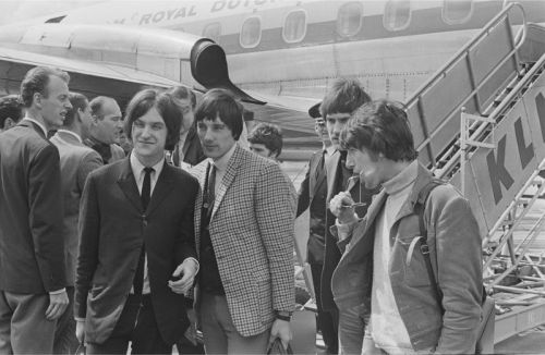 The Kinks at the Amsterdam Schiphol Airport in the Netherlands, 1966.