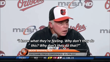 ayedayum:  baetology:  northgang:  Buck Showalter, manager of the Baltimore Orioles,