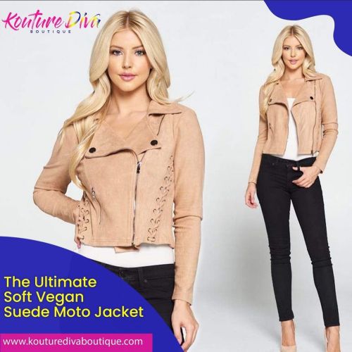 The ultimate soft vegan suede moto jacket Shop now https://kouturedivaboutique.com/ #shoplocal #shop