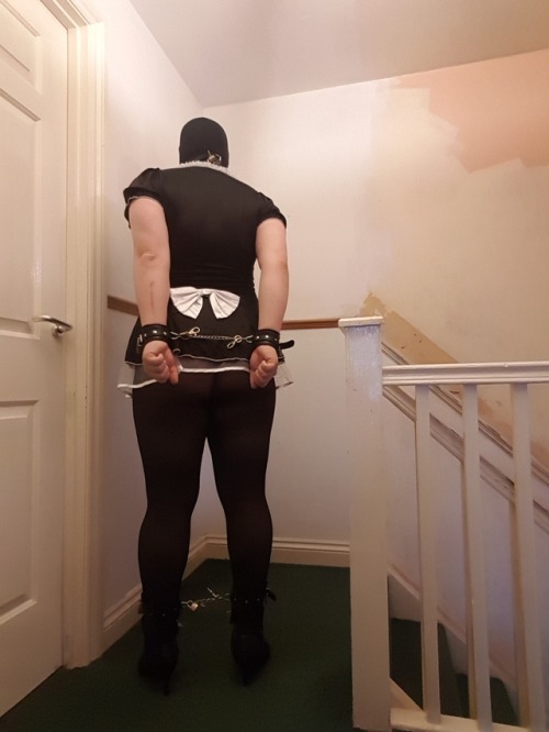 the-chastityuser: Spent 2 hours of my afternoon in some self bondage, hooded, gagged, collared, ankl