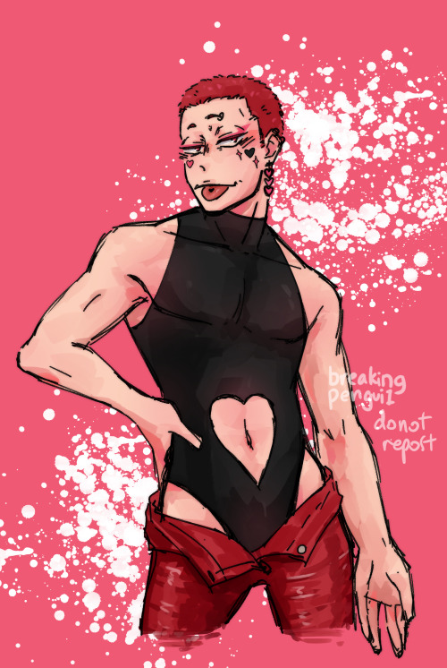 saw this outfit on twt last night and rushed to draw it on tendou lmfao (referenced outfit under the