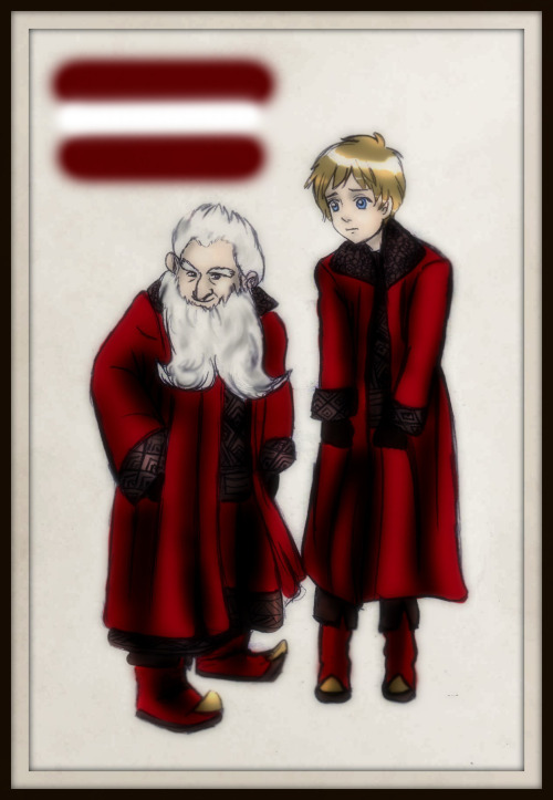 cinemairon: Hetalia Baltic Countries in a Hobbit crossover based on their national flag colors.So, B