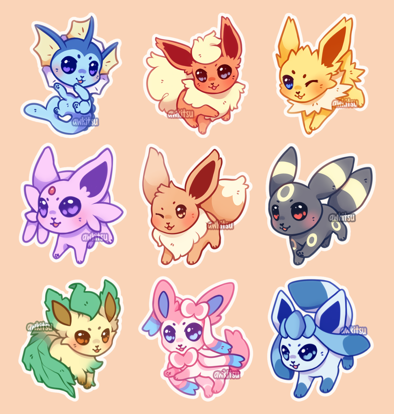 kitsu — chibi eeveelutions!! these are available as...