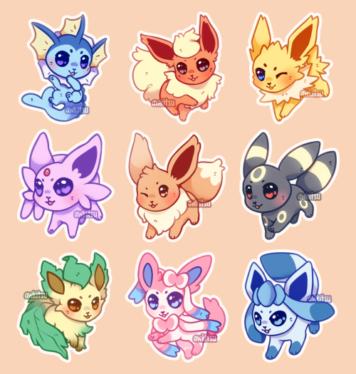 chibi eeveelutions!!these are available as stickers here!