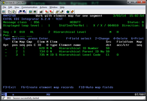 EXTOL EDI Integrator Outbound 856 element mapping screenshot