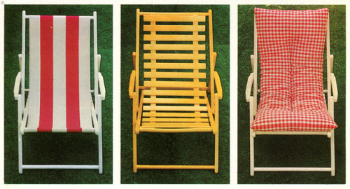thegroovyarchives:DIY Deckchair DesignsFrom Bright Ideas For Your Home, 1978.
