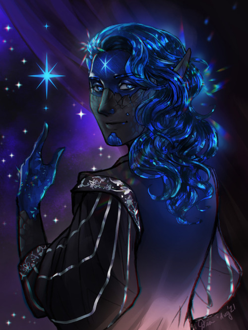 The earth genasi advocacy continues, this time with a star sapphire drow elf.