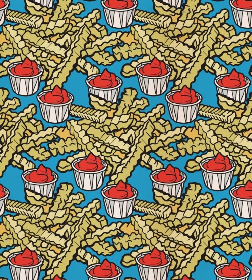 jtojto: CC&amp;CC (Crinkle Cuts and Catsup Cups) pattern. Coming soon to my Spoonflower shop for