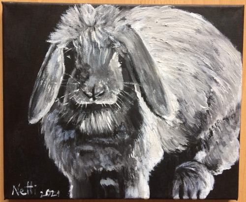 Black And White Bunny Painting