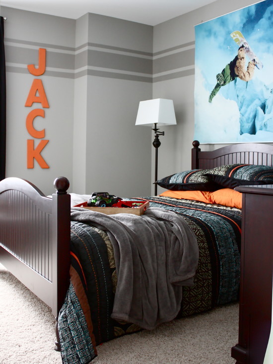 Boys room green and white bedrooms