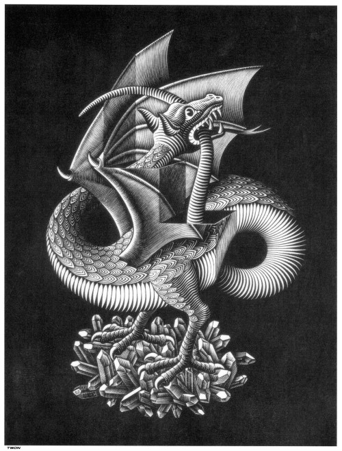 artist-mcescher:Dragon, 1952, M.C. Escher