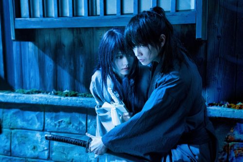 A scene in &ldquo;Ruroni Kenshin: The Beginning&rdquo;, featuring (L to R) Kasumi Arimura as