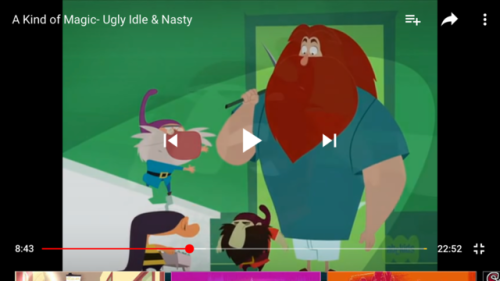 Another French cartoon called A Kind of Magic. In some episodes, the father ogre, Gregore is wearing a t-shirt and light blue boxers as his nightwear. This episode is Ugly, Idle, and Nasty.