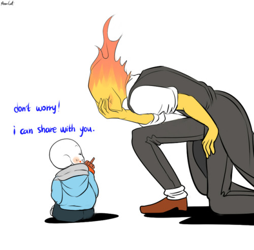 mooncatyao: [Share] Grillby & little Sans <First part> (Previous)/(NEXT) 