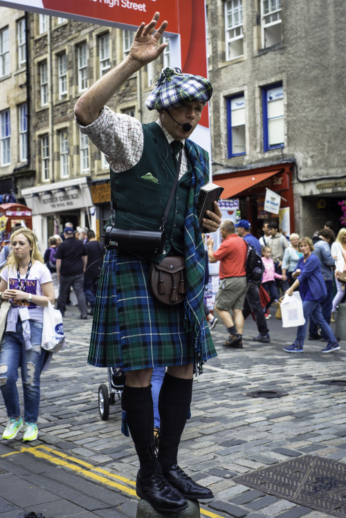 Kailyard street preacher, Edinburgh, Scotland.