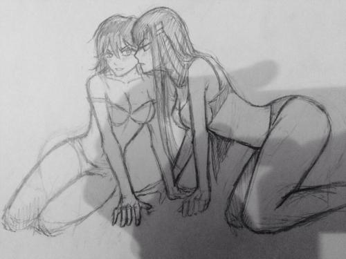 yamanai: Matoi Ryuko & Kiryuin Satsuki sketchThey are made for each other. I ship them so hard