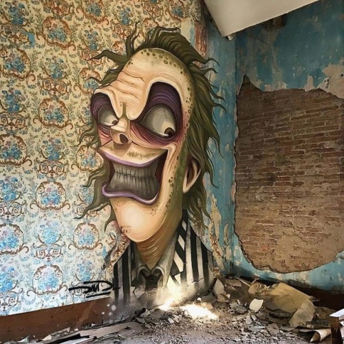 emkay320: sixpenceee: Graffiti in abandoned buildings by davidl_bcn I fucking love this so much