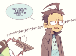 feralbillcipher: angeban:  Zim is still so tied to early 00s humor for me that him using more recent memes makes me laugh just because it’s so surreal  I love the implication that Zim’s been carrying around a keyboard all day just for this moment
