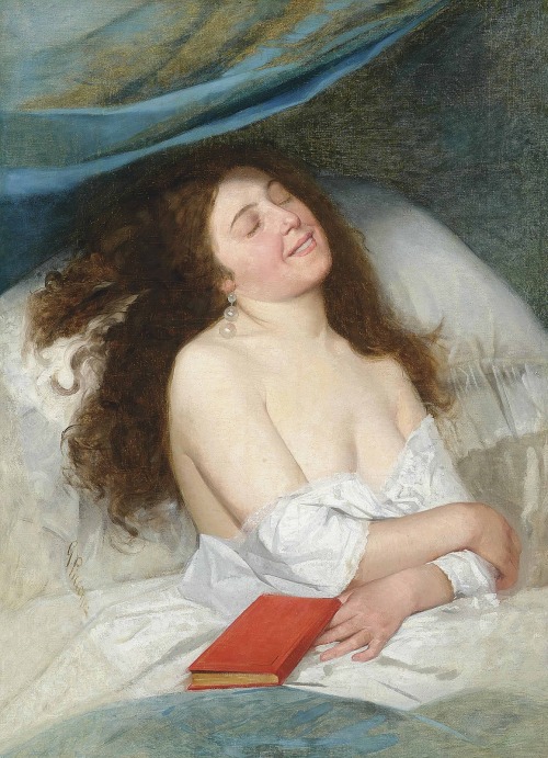 oldpaintings: Pleasurable Thoughts by Giovanni Piccone (Italian, 1842–1887) 