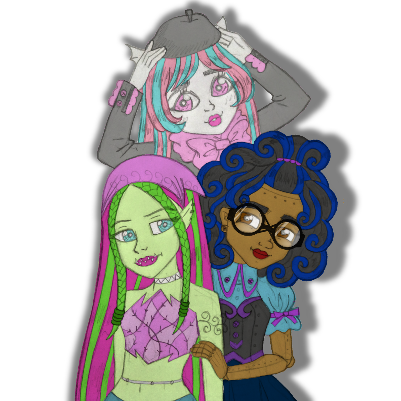 Many people liked my 
redesign of Abbey so now I've wanted to redesign Rochelle, Venus and 
Robecca from Monster High. I'