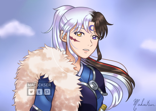 malockser: Drawing my favorite yashahime. What if Setsuna had inherited Sesshomaru’s hair colo