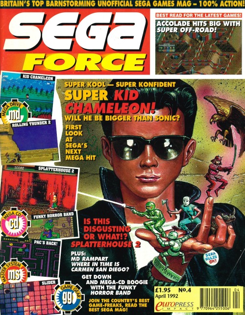 oldgamemags:SEGA Force #4, April 92 - ‘Kid Chameleon’ cover.Looks like the work of ‘80s/’90s video g