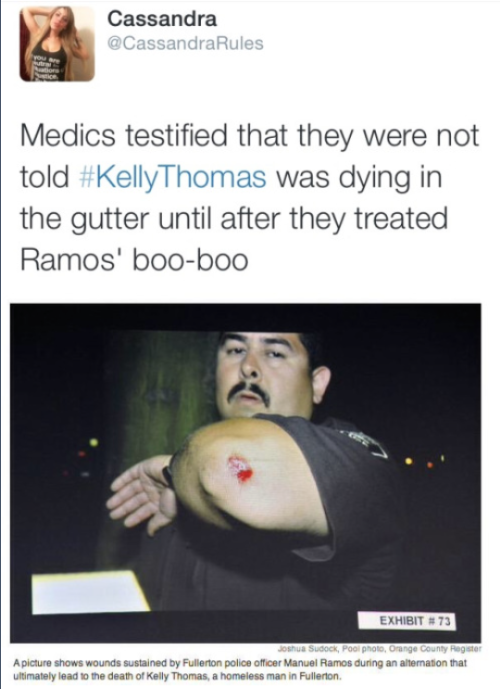 sapphiredoves:  patdowart:  krxs10:   4 Years After 6 Cops Beat Homeless Man to Death, Cops Walking Free, Still No Justice On July 5, 2011 a group of six Fullerton officers took part in the beating of Kelly Thomas, a 37-year-old mentally ill homeless