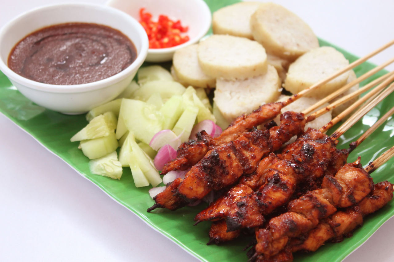 Asian Black Couples Indonesian Sate Ayam And Lontong Delicious