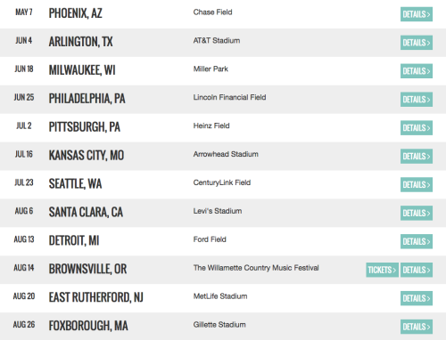 And the 2016 Spread The Love Stadium Tour dates with Kenny Chesney, Miranda Lambert, Sam Hunt, &