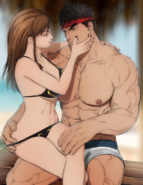 Chun-li and Ryu from Street Fighter.Try to practice drawing girl because I feel I’ll need it. 