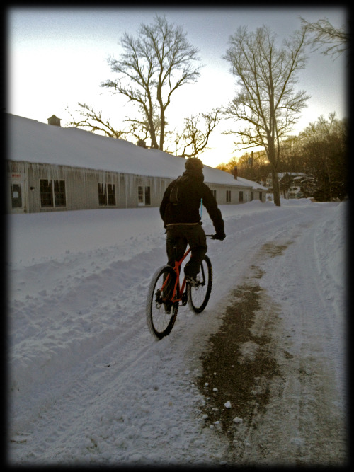 Heading home from riding rigid in the snow, Coventry, CT