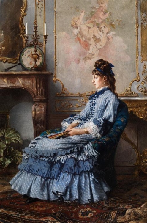 Frederick Hendrik Kaemmerer“A seated girl in an elegant blue dress”