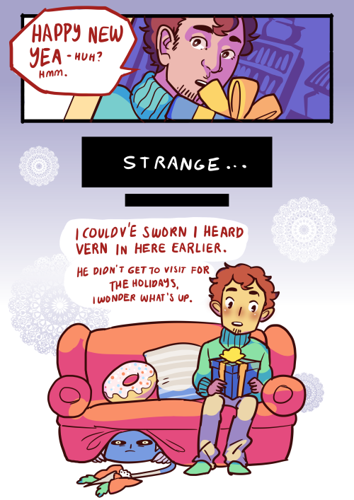 hugo-and-vern:  Vern’s got his schedule mixed up. oops