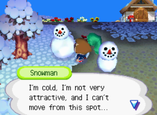 shadowkeese: I give you, the cynical snowman from Animal crossing   Happy Holidays
