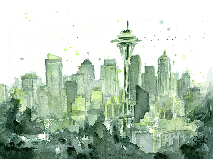 eatsleepdraw:
“Seattle Watercolor Painting by Olga Shvartsur
Signed Prints | Home Decor & Accessories
”