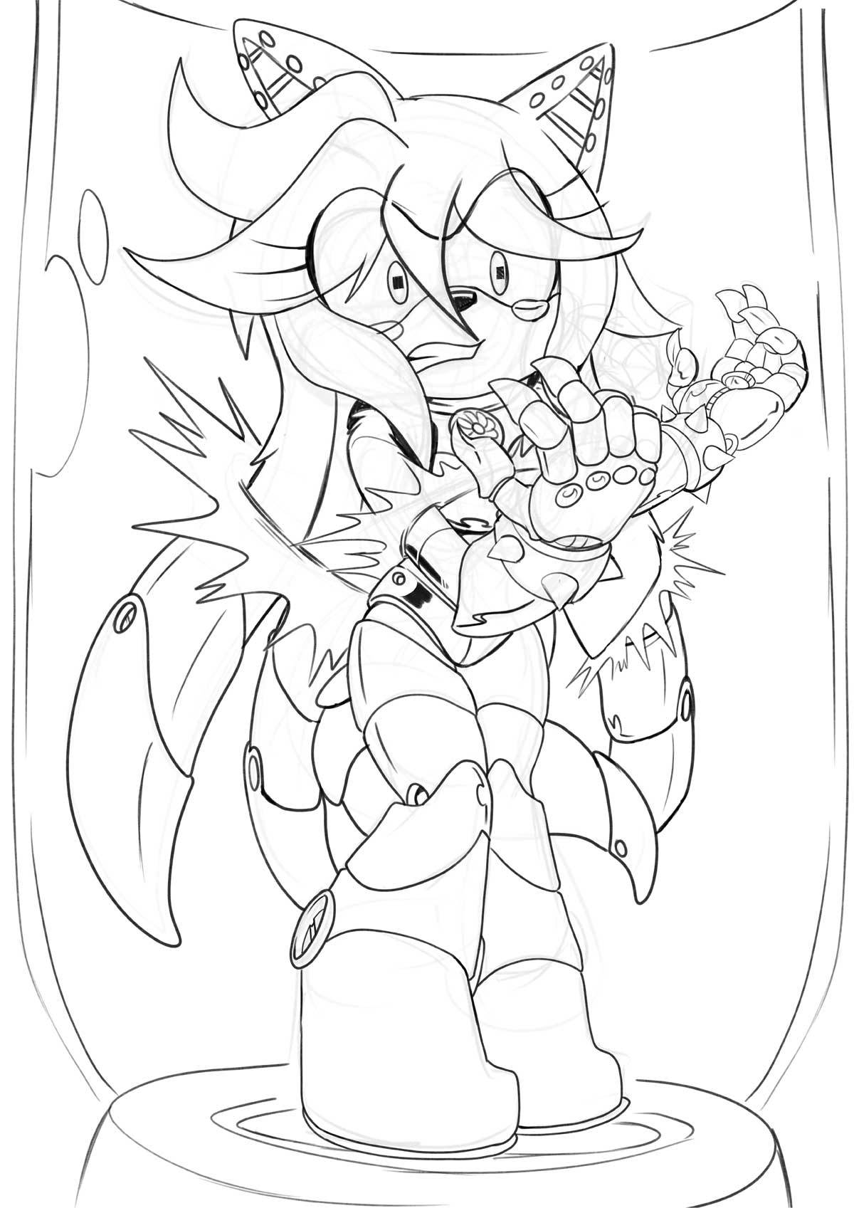 ConversionSketch Stream Commission for PurpleHedgie of her OC getting roboticized.