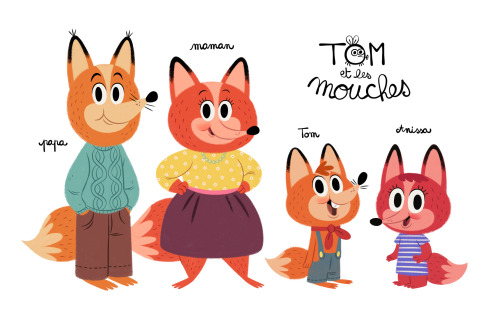 Characters from the story Tom and the flies for the french magazine Histoires Pour Les Petits by Mil