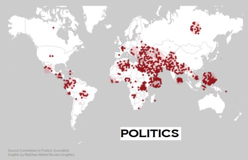 committeetoprotectjournalists: 5 maps that show the beats journalists covered when they were killed.