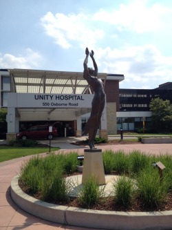 brookelynne:  Probably one of the only things I’ve helped create that will outlast my life on this earth. Commissioned by Unity Hospital in Fridley, MN, Greg Conboy created a plaster mold (done in three steps, legs, torso, arms) of me. The bronze