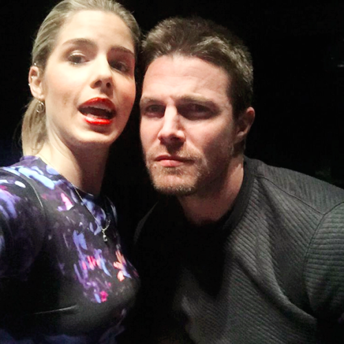 arrowsource:  echokells: Got a pic of these two cuties! Tune in to the midseason finale right n