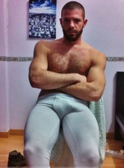 Hairy chest, legs,Beard and Mustache.