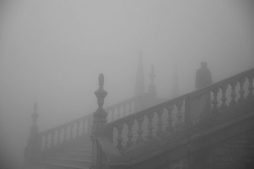 supine-aesthetic: image description: foggy view of bridge