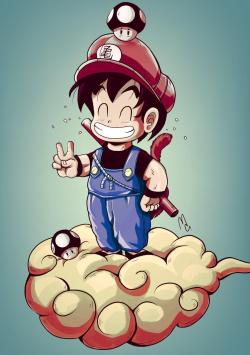 bluedogeyes:  Mario-Goku by Juan Carlos