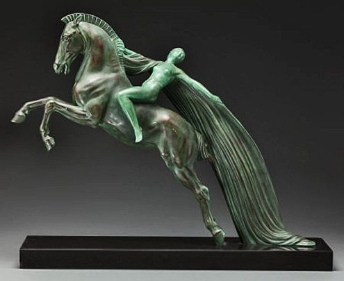 Bronze sculpture by C. Charles. Mid 20th century.