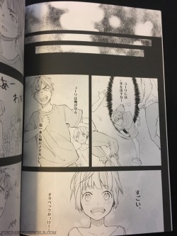 In Mememery’s doujinshi “きらきらヒーロー ” (Glittering/Twinkling Hero), she headcanons young Otabek having a dream in which he rescues young Yuri (In turn leading him to conduct the actual heroic act years later) &lt;3