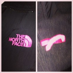The very nice and beautiful security guard at my first delivery has a &ldquo;pink for breast cancer awareness&rdquo; Northface jacket. #cool #sweet #pinktober